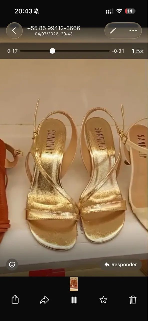 Sandália sandely dourada 