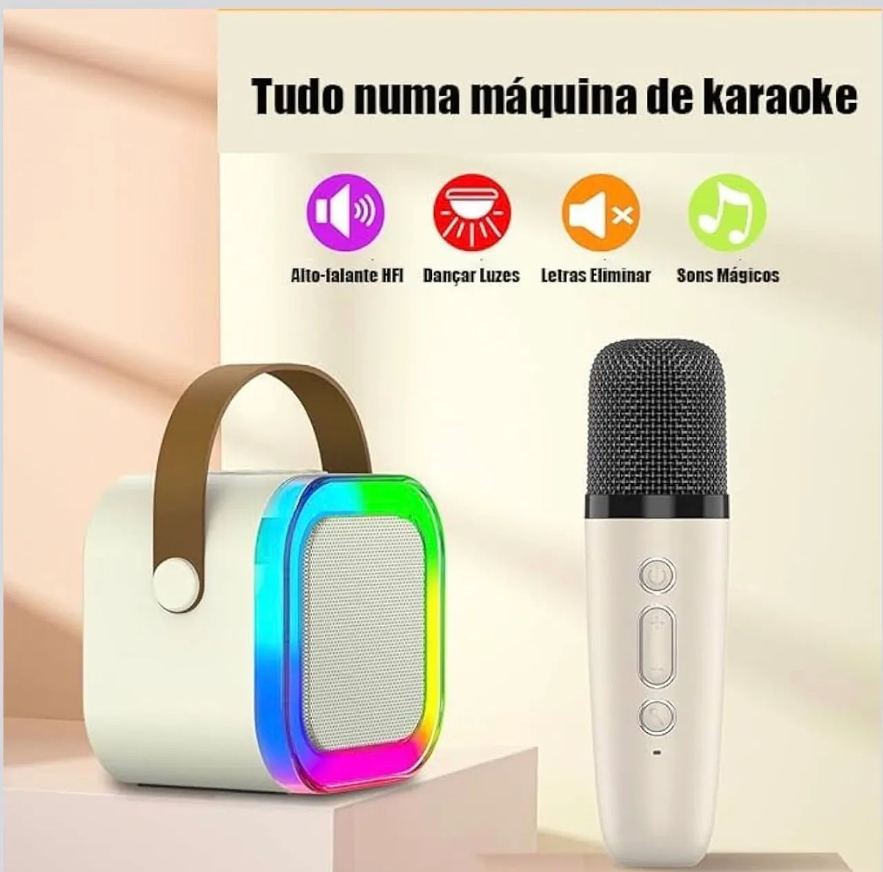 Caixa de som karaokê com microfone - Foto 4