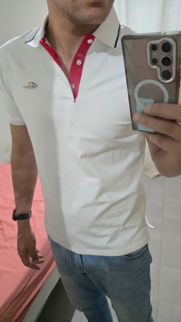 Camisa polo branca Roussini IMPORTADA - Foto 2