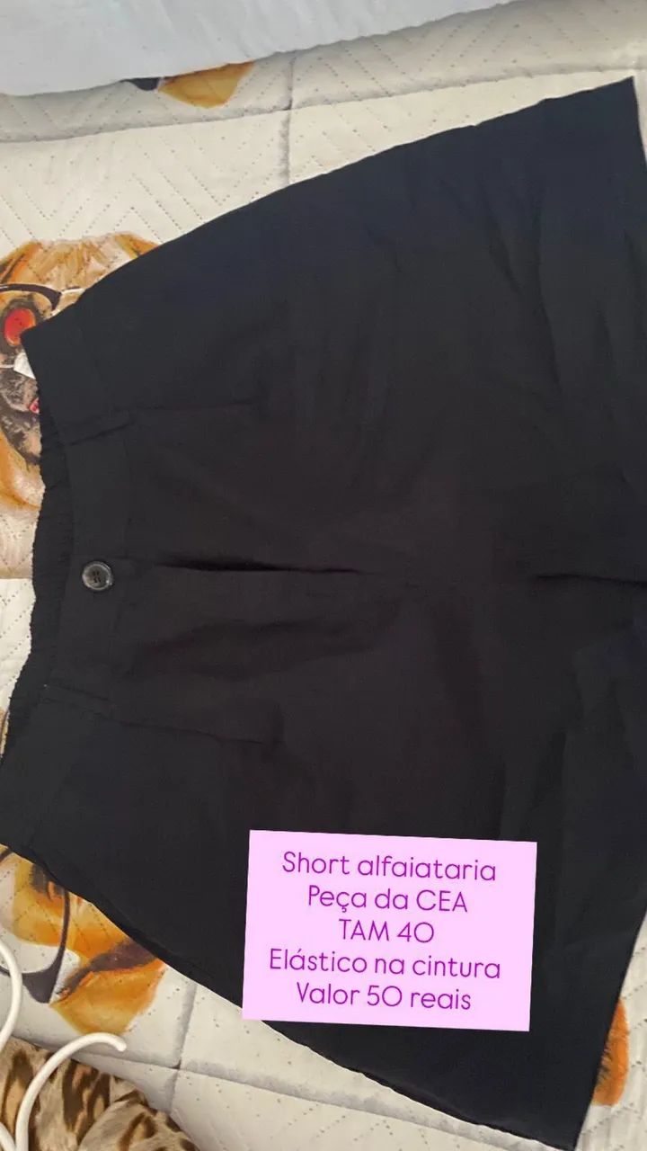 Short em alfaiataria preto 