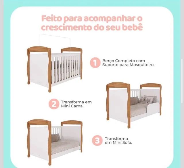 Berço padrão americano 3 em 1 - Foto 3