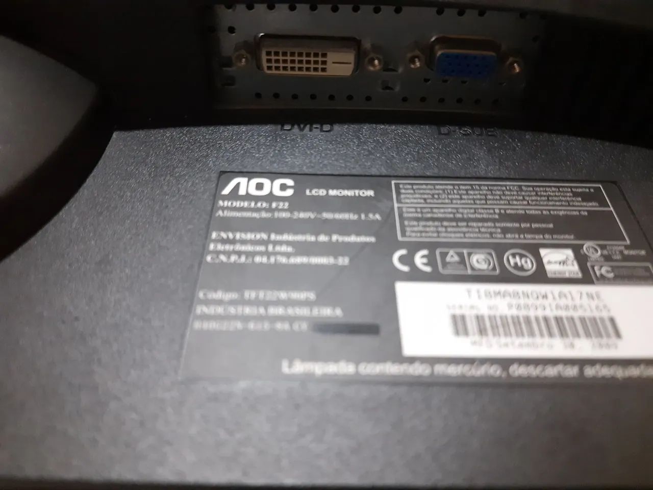 Monitor LCD 22 Polegadas AOC VGA e DVI - Foto 2