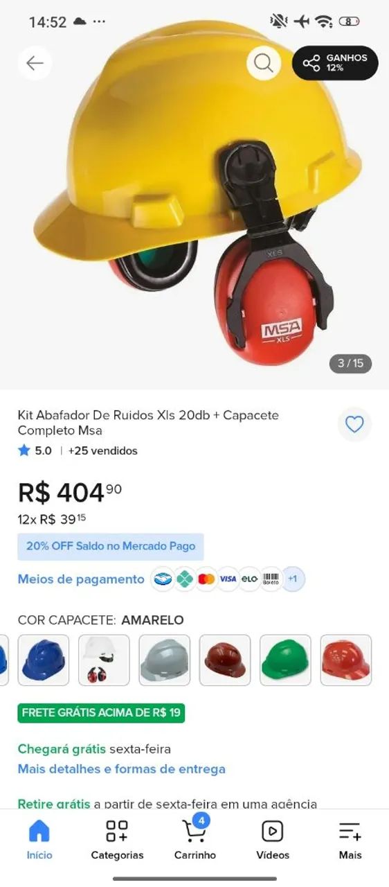 Capacete epi de segurança msa com abafador  - Foto 5
