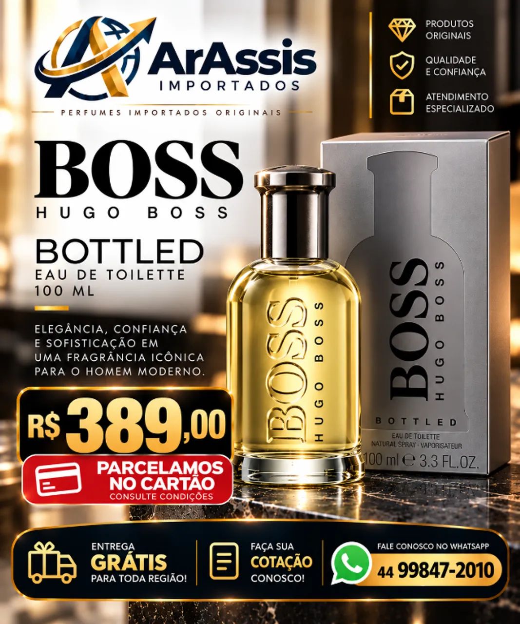 HUGO BOSS BOSS BOTTLED 100ML - R$ 389 