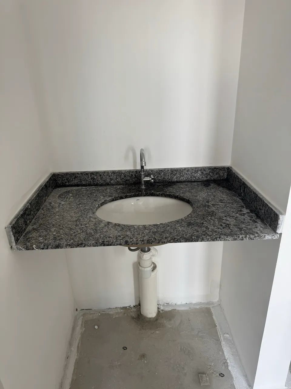 Gray Granite Bathroom Vanity with Integrated Sink