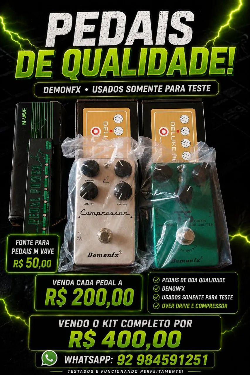 Pedais compressor e over drive demonfx