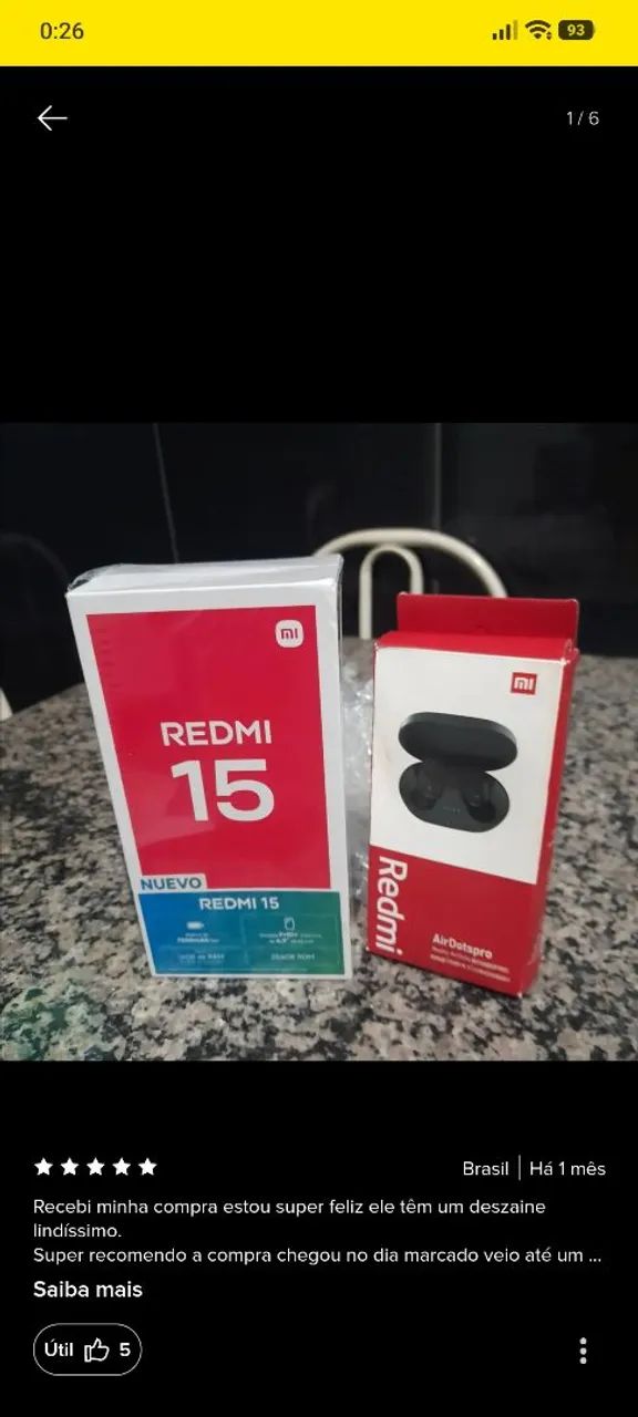 Fone + Xiaomi Redmi 15 256gb 8gb Ram+brinde Cor Cinza
