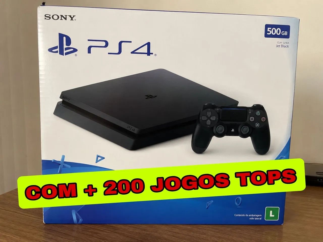 PS4 slim + 200 jogos tops 