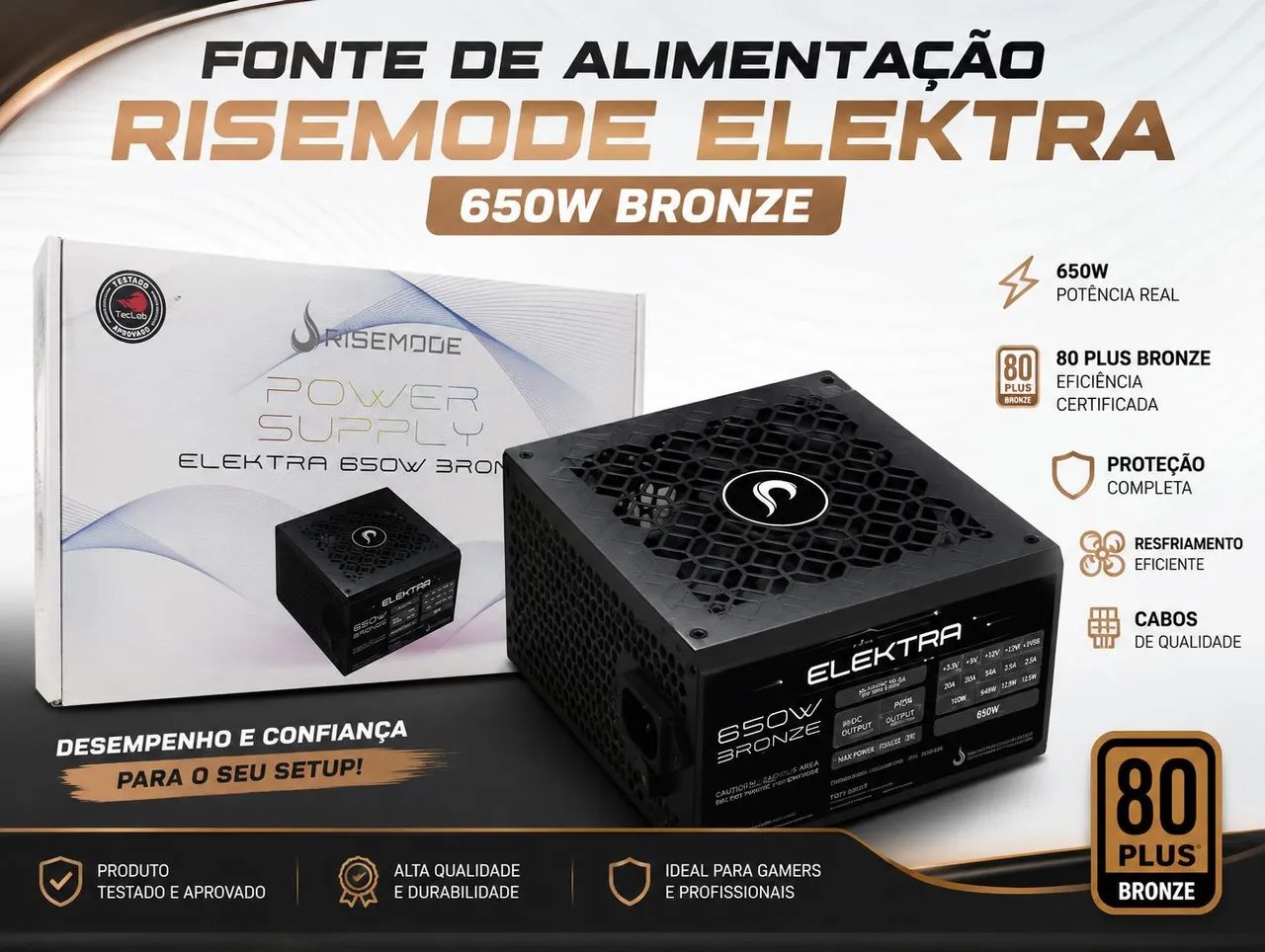Fonte Risemode Elektra 650W 80 Plus Bronze - Nova