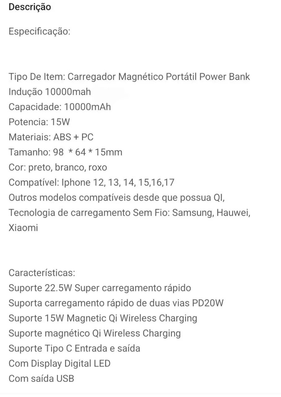 Carregador Portátil Portátil - Indução/Cabo - Foto 4