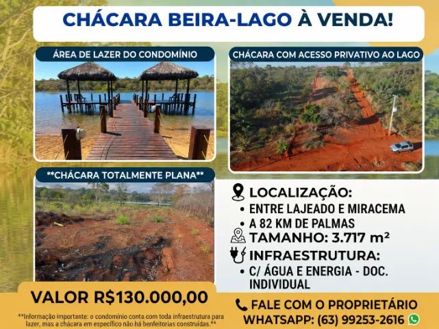 Chácara beira lago (acesso individual)