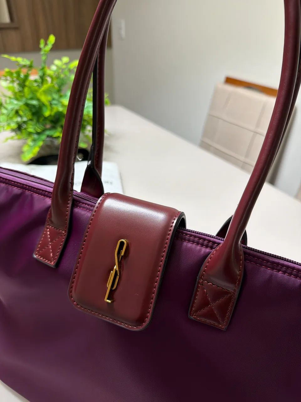 Bolsa Shopper Nylon Roxo Alça De Ombro - Foto 5