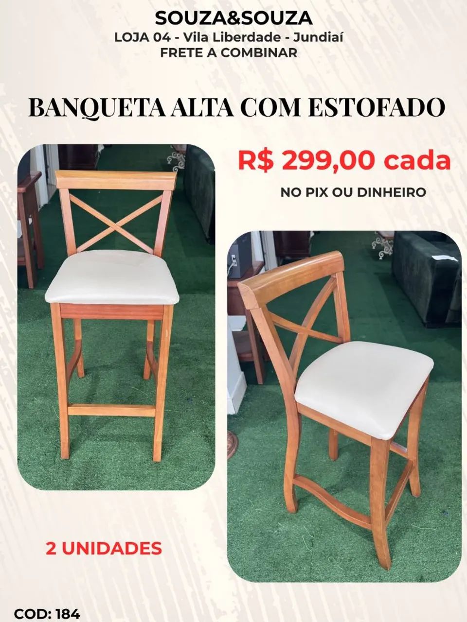 Banqueta Alta com Estofado