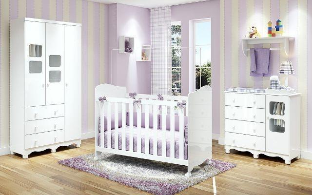 Frete Grátis* Quarto de Bebê Armário, Cômoda e Berço - Uli *NOVO - Foto 2