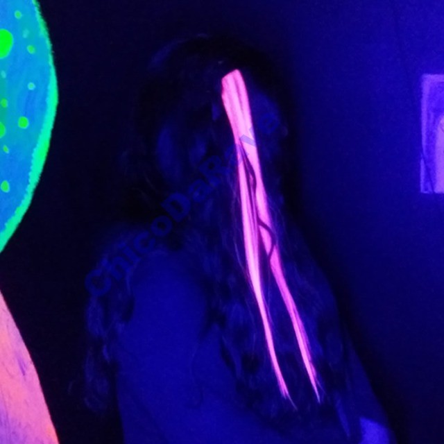 Aplique Mecha Fluorescente Cabelo brilha na luz negra - Foto 5
