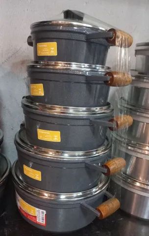 Panelas de alumínio kit com 5 do 16 ao 24 várias cores - Foto 5