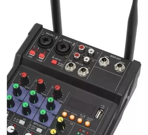 Mesa de som 4 canais + 2 Microfones Bivolt LE-713 - Foto 2