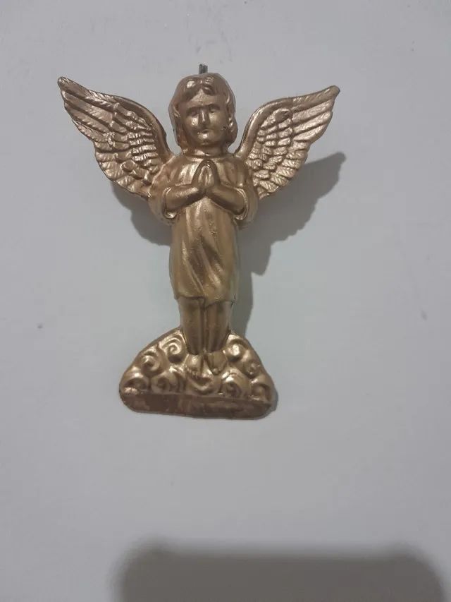 Anjo e 1 palmatoria de sétimo dia em bronze 
