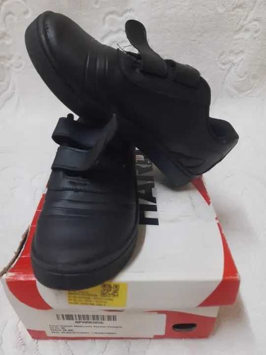 Tênis Infantil Unissex | Marca Hard | Modelo Colegial c/ velcro | N°29 Cor Preto Original - Foto 2