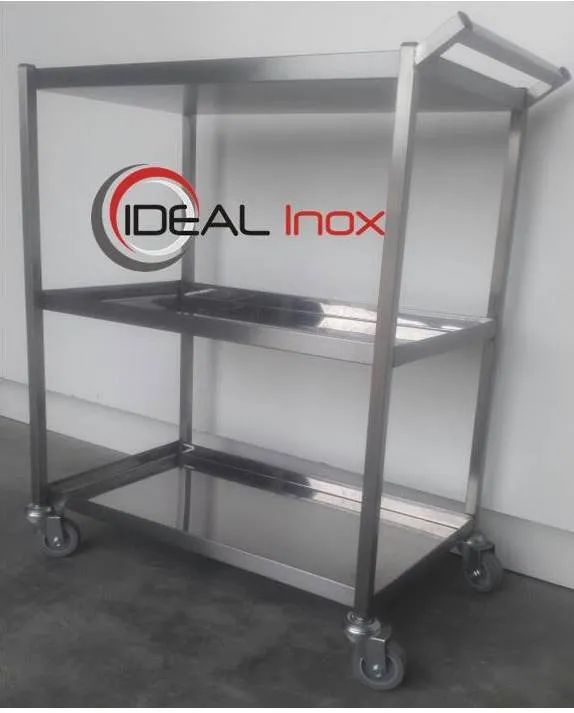 Carro de transporte com 3 bandejas em inox - fabricamos em diversas medidas
