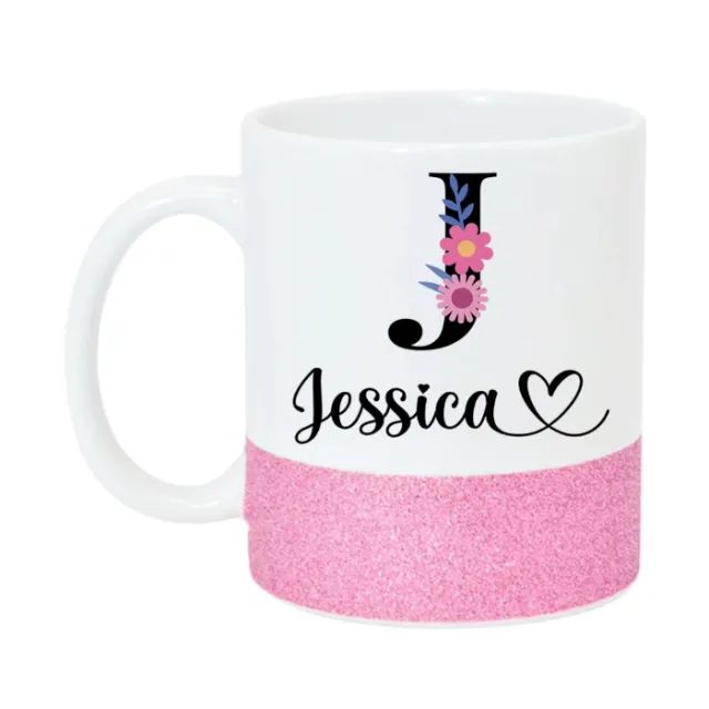Caneca Branca com base glitter personalizada com seu TEMA!