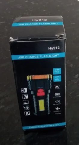 Lanterna Recarregável de led-com Luz Lateral-3 Modos de Iluminação. - Foto 5