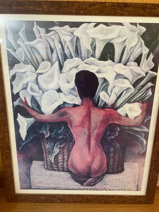 Quadro pintura com Mulher e Flores - Foto 3