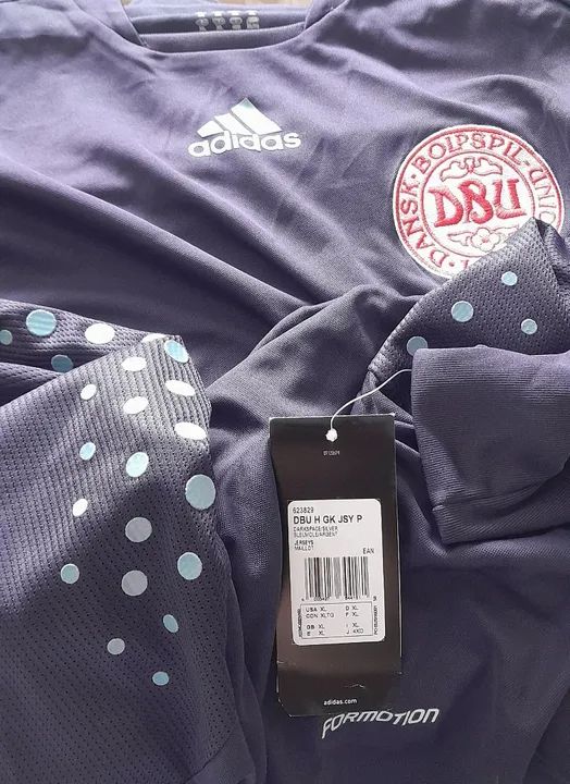 CAMISA GOLEIRO SELECAO DINAMARCA ADIDAS 2008 DE JOGO AZUL MARINHO NOVA COM ETIQUETAS - Foto 2