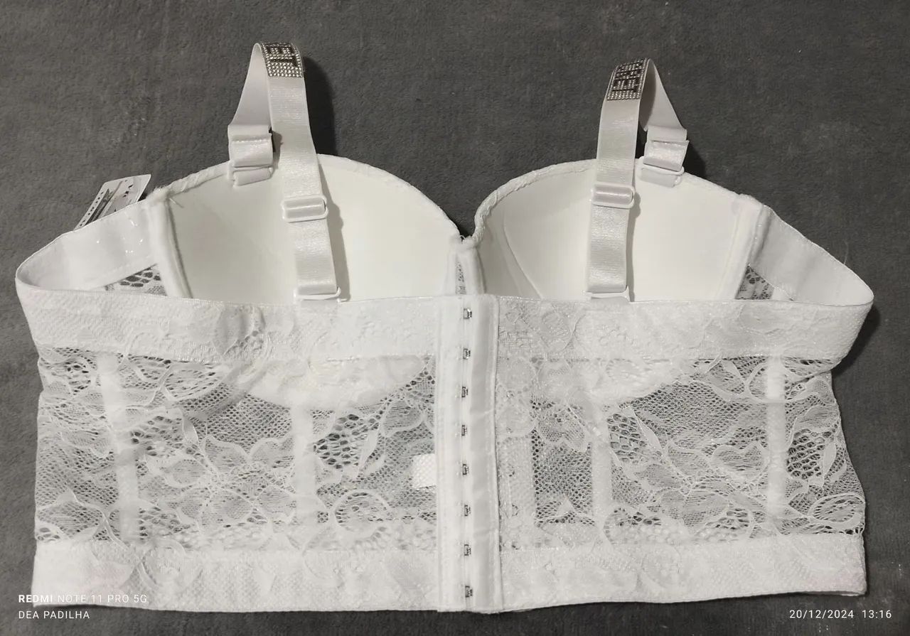 Corset Top op renda branco com bojo - Vicblack - Foto 2