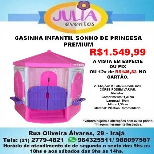 Casinha Infantil Sonho de Princesa Premium -Branca e Rosa 