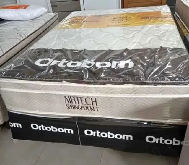 Cama boca casal colchão + base Ortobom ( pronta entrega)