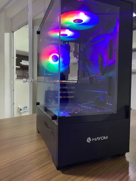 Gabinete Gamer Aquário Preto Lateral e Frente de Vidro 3 Fans RGB