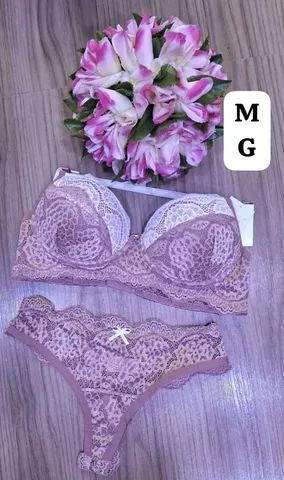 Conjunto lingerie calcinha e sutiã com bojo e renda  - Foto 5