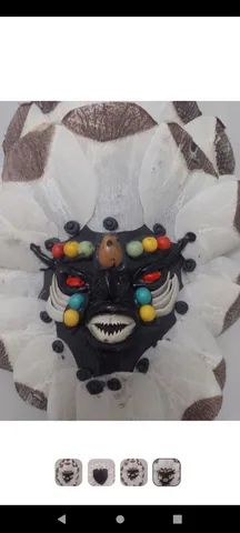 máscara decorativa indígena de madeira tamanho 25 cm de altura - Foto 4