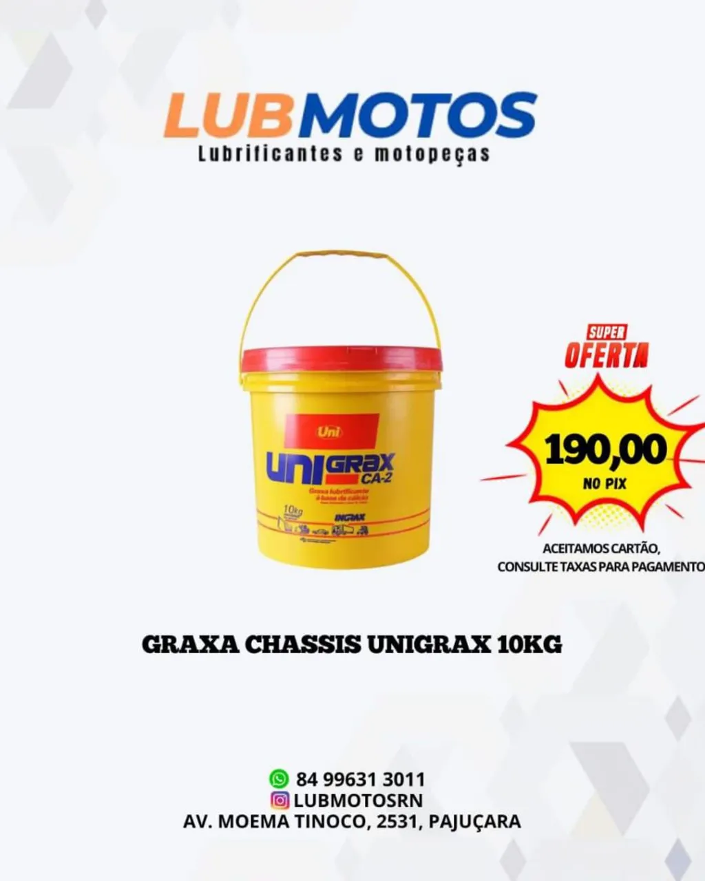 Graxa Chassis Unigrax 10kg - Oferta!