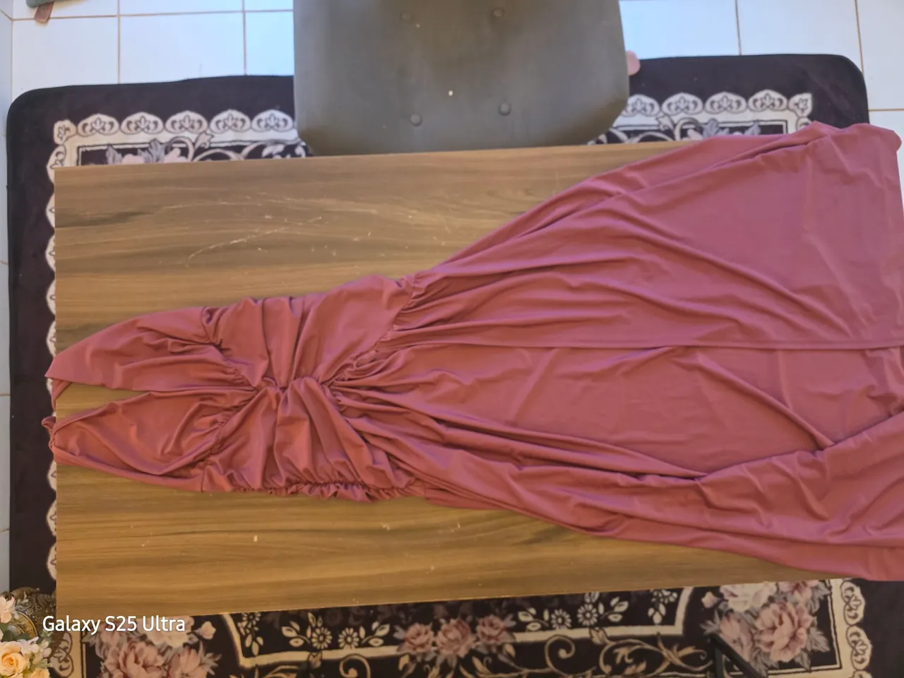 Vestido Longo Drapeado Rosa