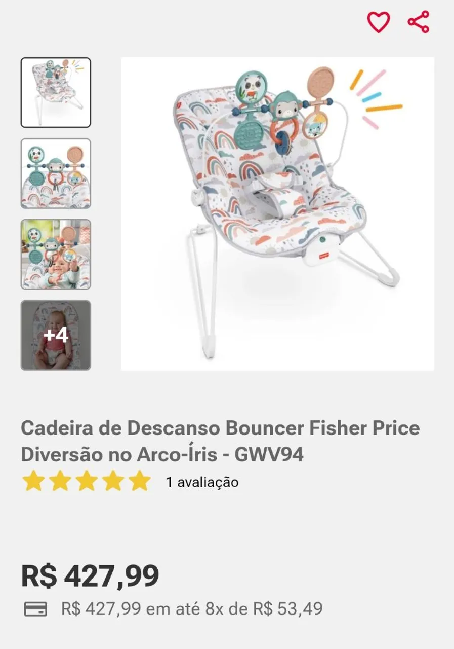 Cadeira de Descanso Bouncer Fisher Price GWV94