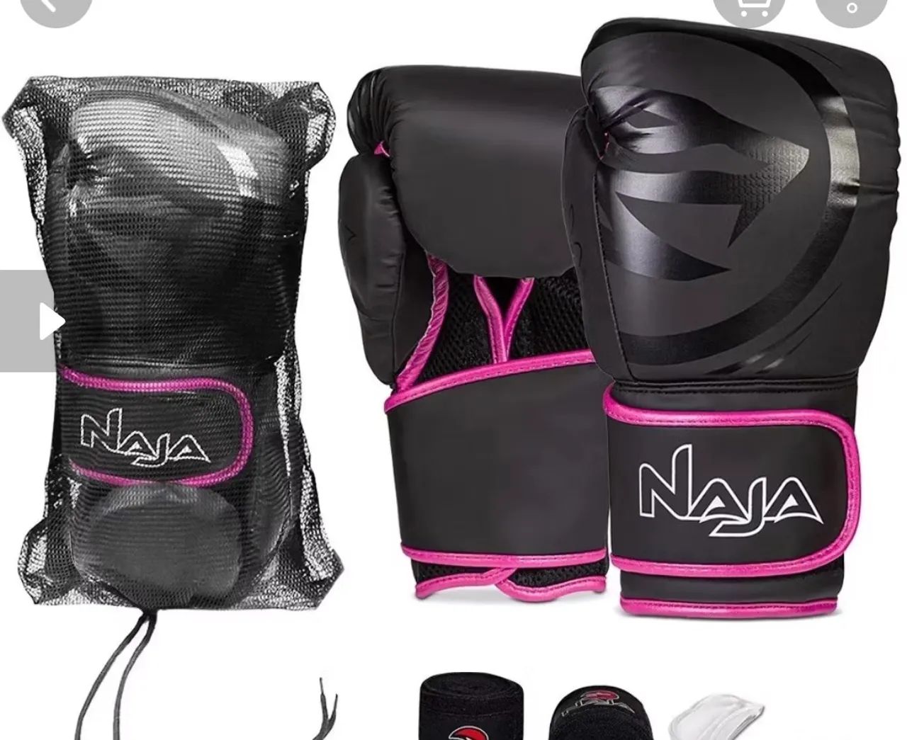Kit Luva Naja - Boxe e Muay Thai Rosa 10OZ - Foto 3