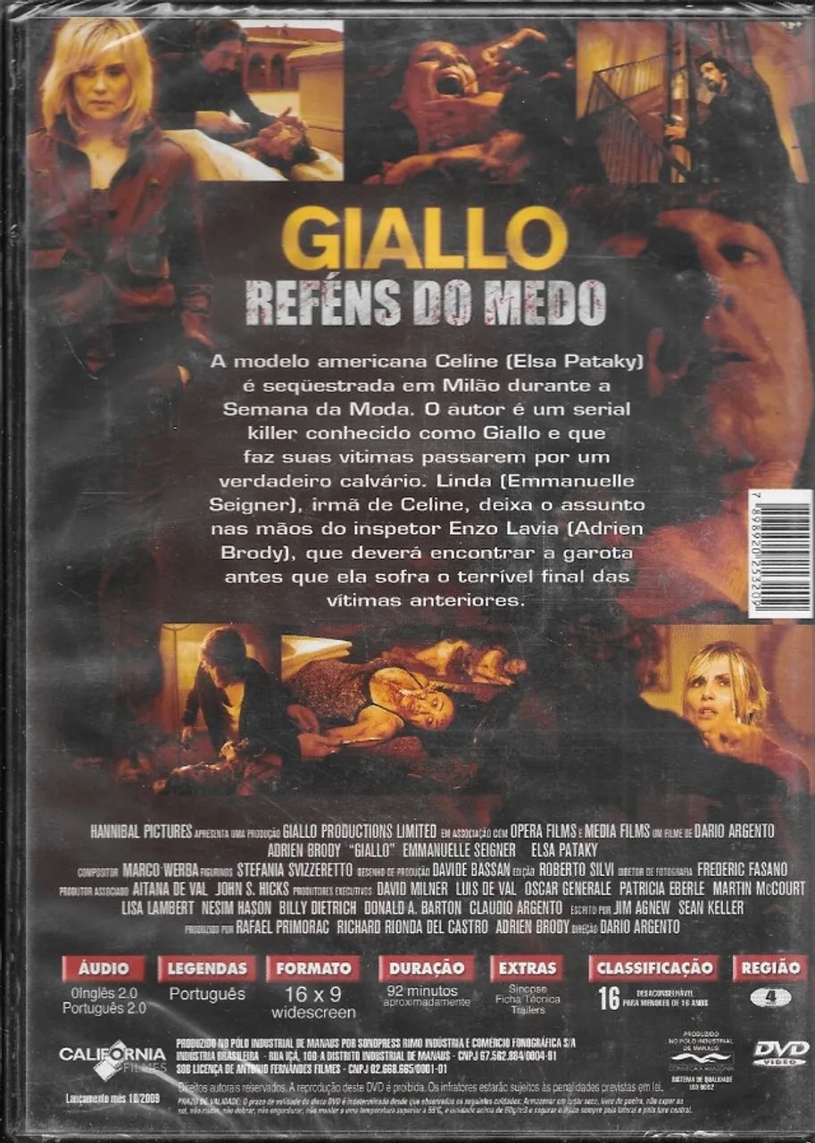 DVD: Reféns do Medo (de Dario Argento) c/o vencedor do Oscar® Arien Brody (dublado) - Foto 3