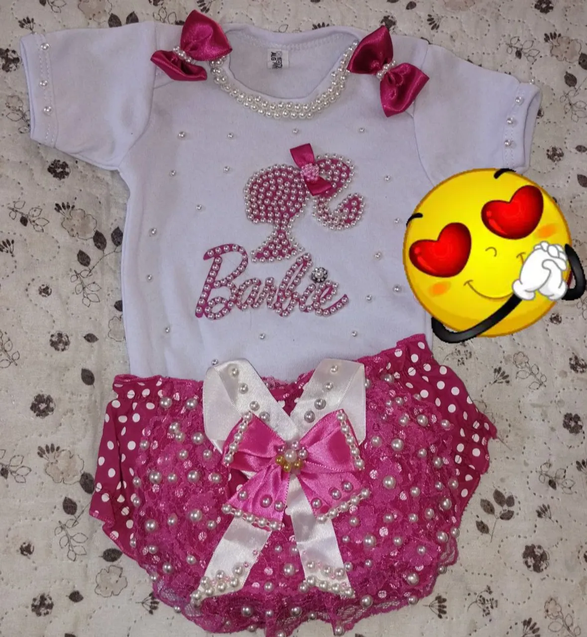 Conjunto Body Barbie com Calcinha de Pérolas