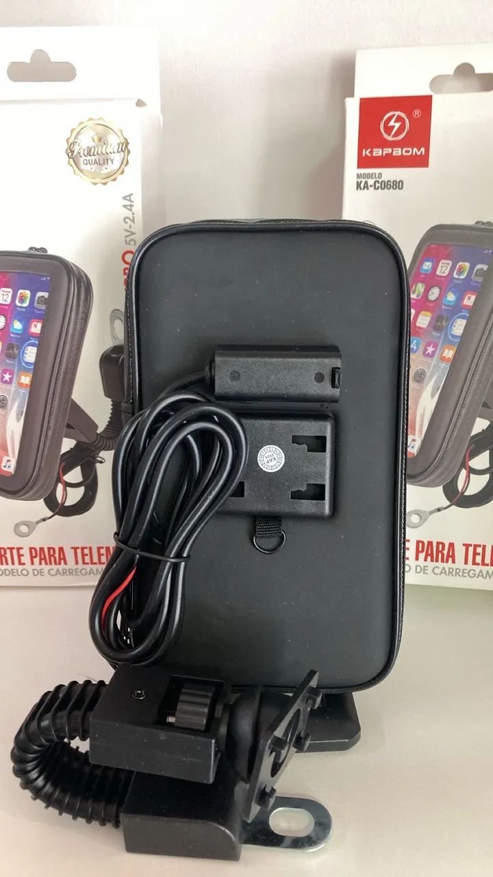 SUPORTE DE CELULAR COM CARREGADOR TURBO IMPERMEÁVEL  - Foto 2