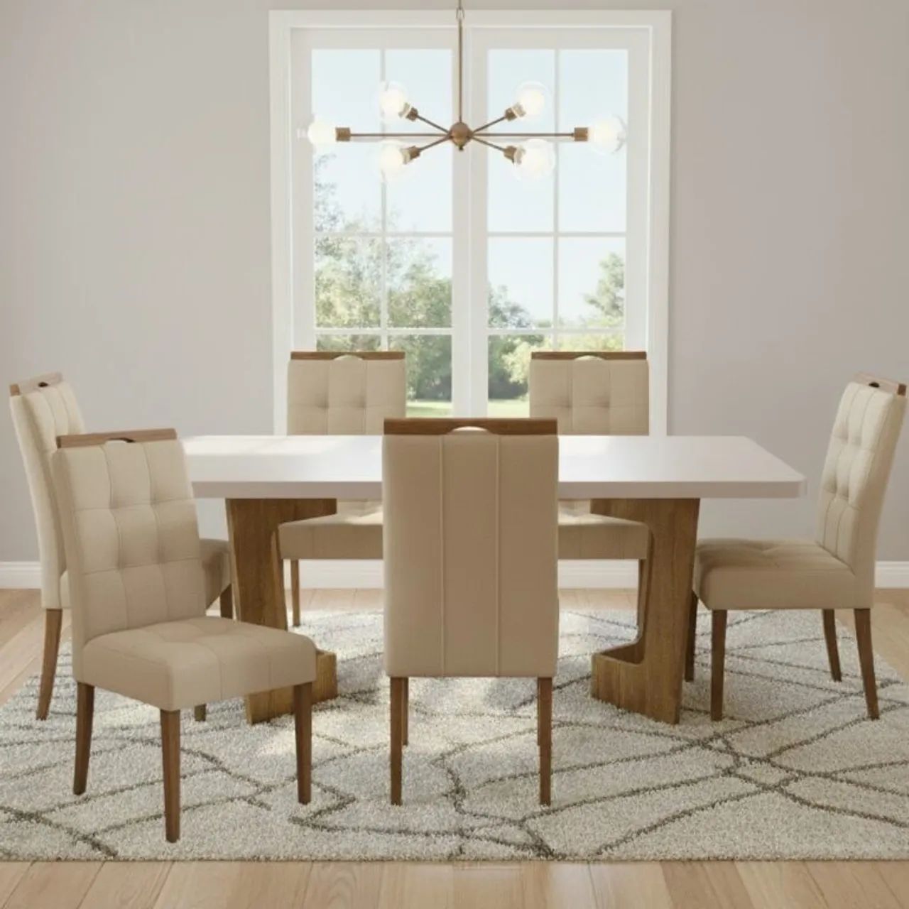 Mesa de Jantar Sophia com 6 Cadeiras em Madeira tt43 - Foto 3