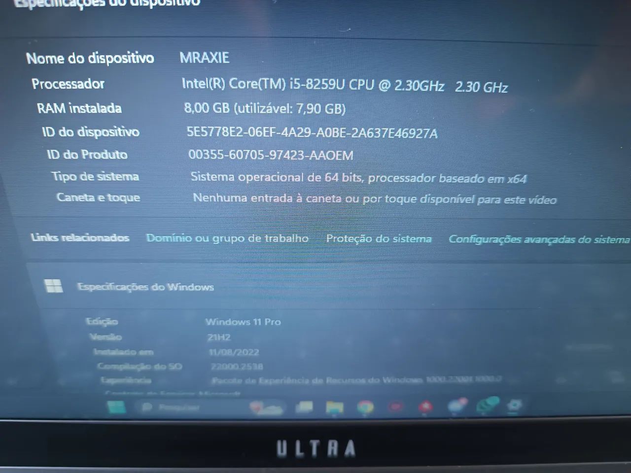 Notebook Ultra 14 Pol Intel Core i5 8259U 256GB 8GB Windows 11 Pro - Foto 3