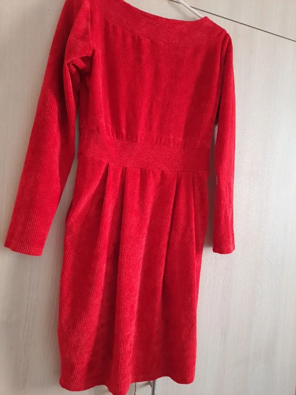 Vestido vermelho veludo P/38 - Foto 4
