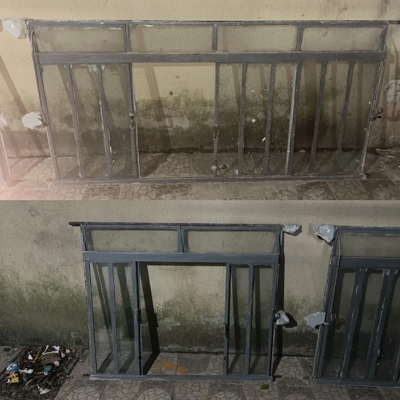 Janelas de vidro com estrutura metálica