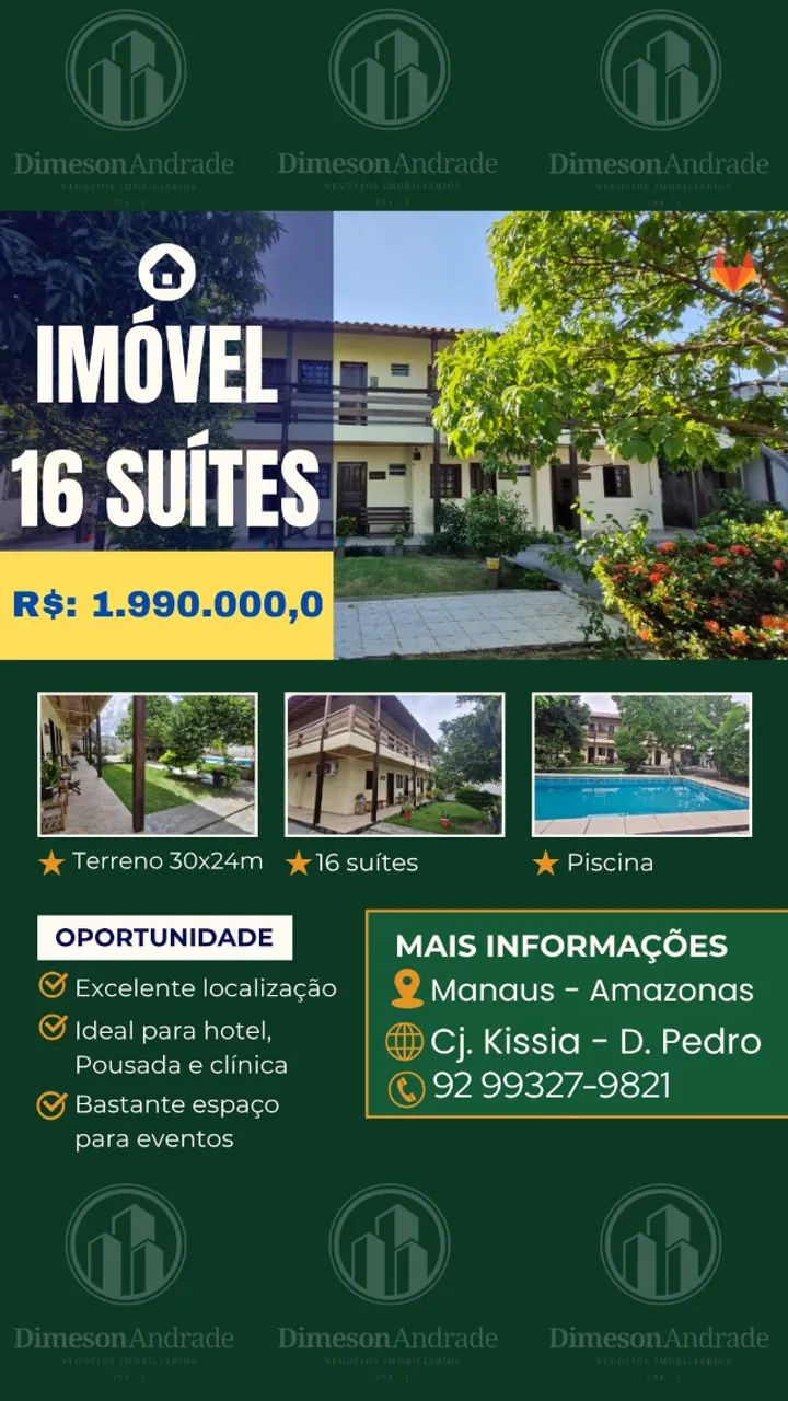 Pousada e Guest house com 16 suítes e área de lazer no bairro Dom Pedro