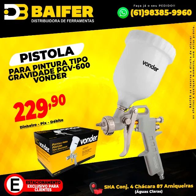 Pistola Para Pintura Tipo Gravidade PGV-600 Vonder