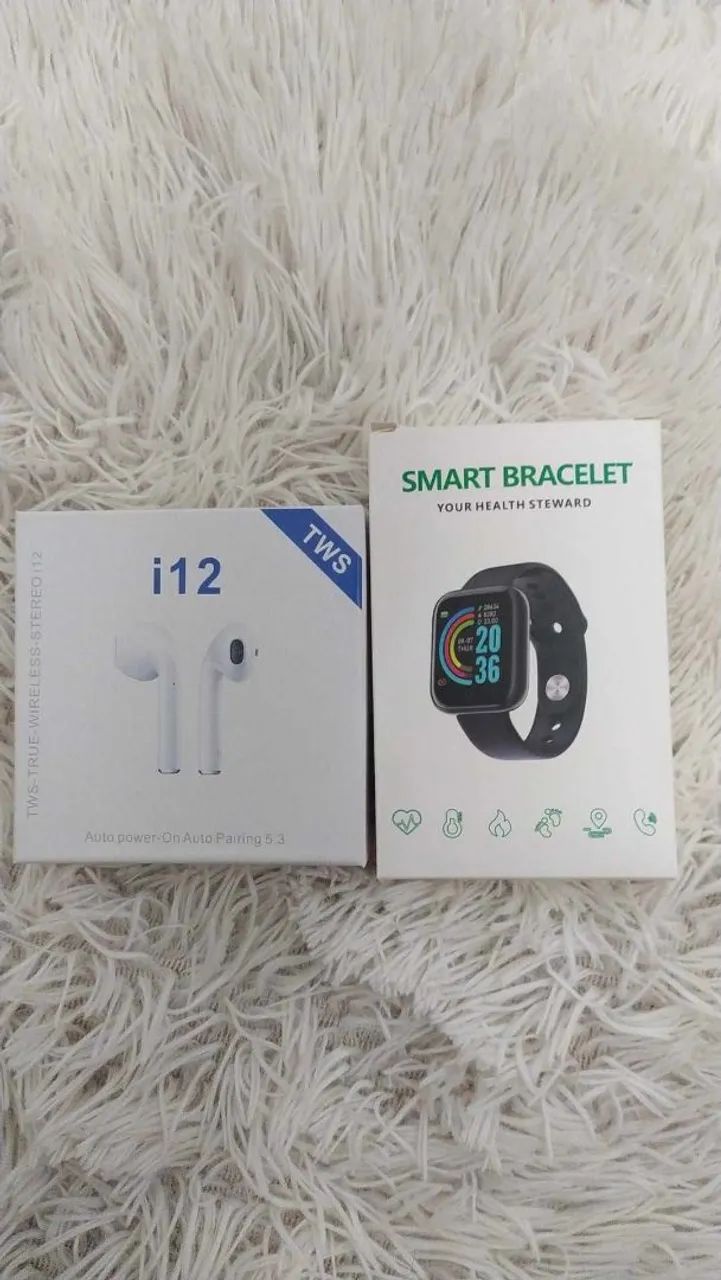 Relógio inteligente e Fone sem Fio 