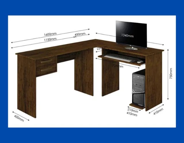 Escrivaninha em L Com Suporte de Teclado e 2 Gavetas (PEGUE E LEVE)!! - Foto 2