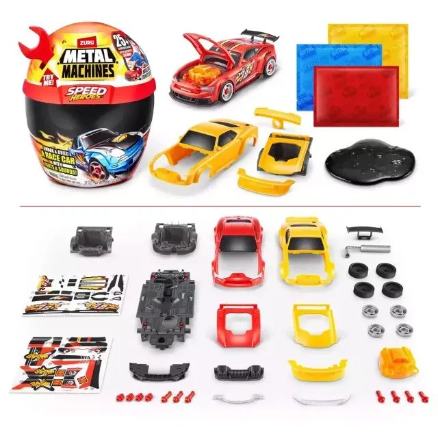 Capacete Surpresa Zuru Metal Machines Speed Heroes Vermelho - Monte seus carros